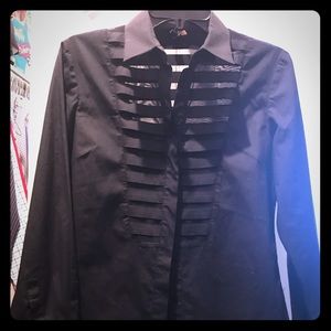 Ravel Black and sheer button down blouse